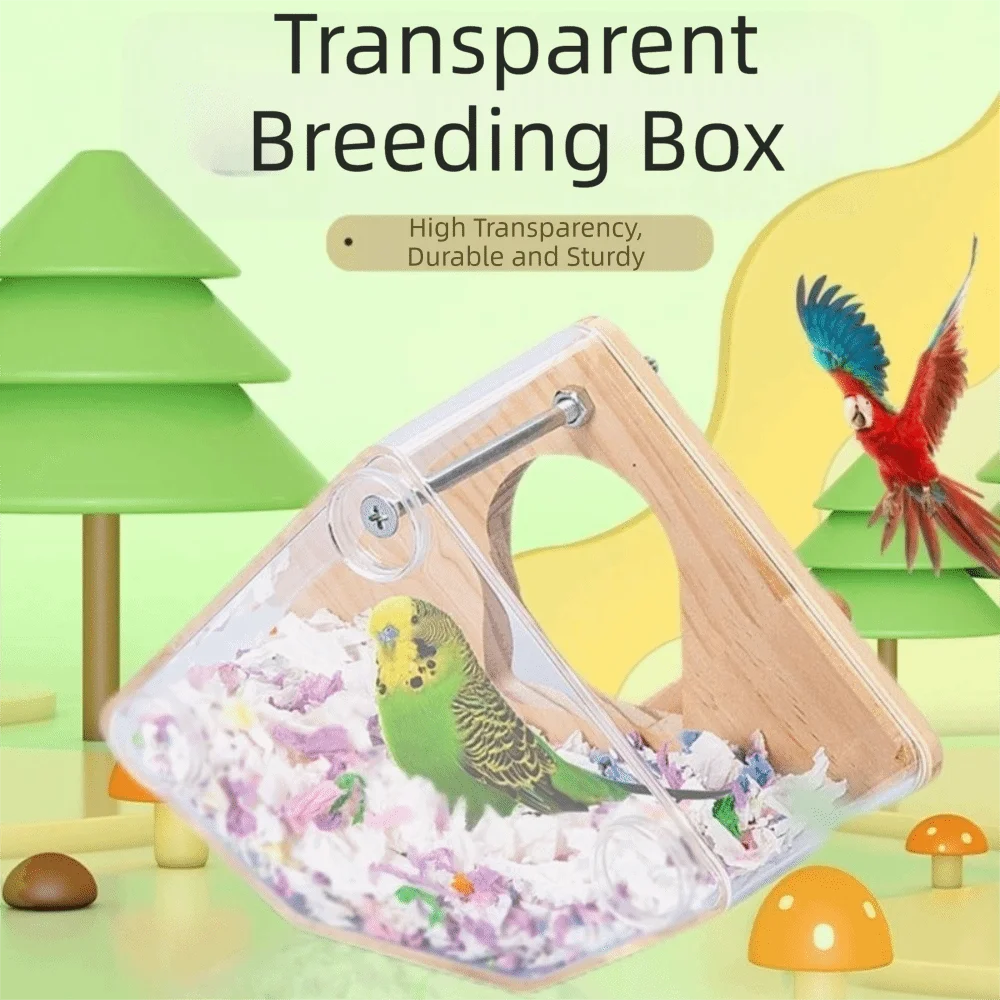Transparent Parakeet Nesting Box with Perch