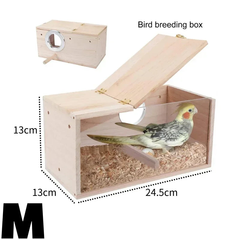 Transparent Wooden Parrot Nest Box