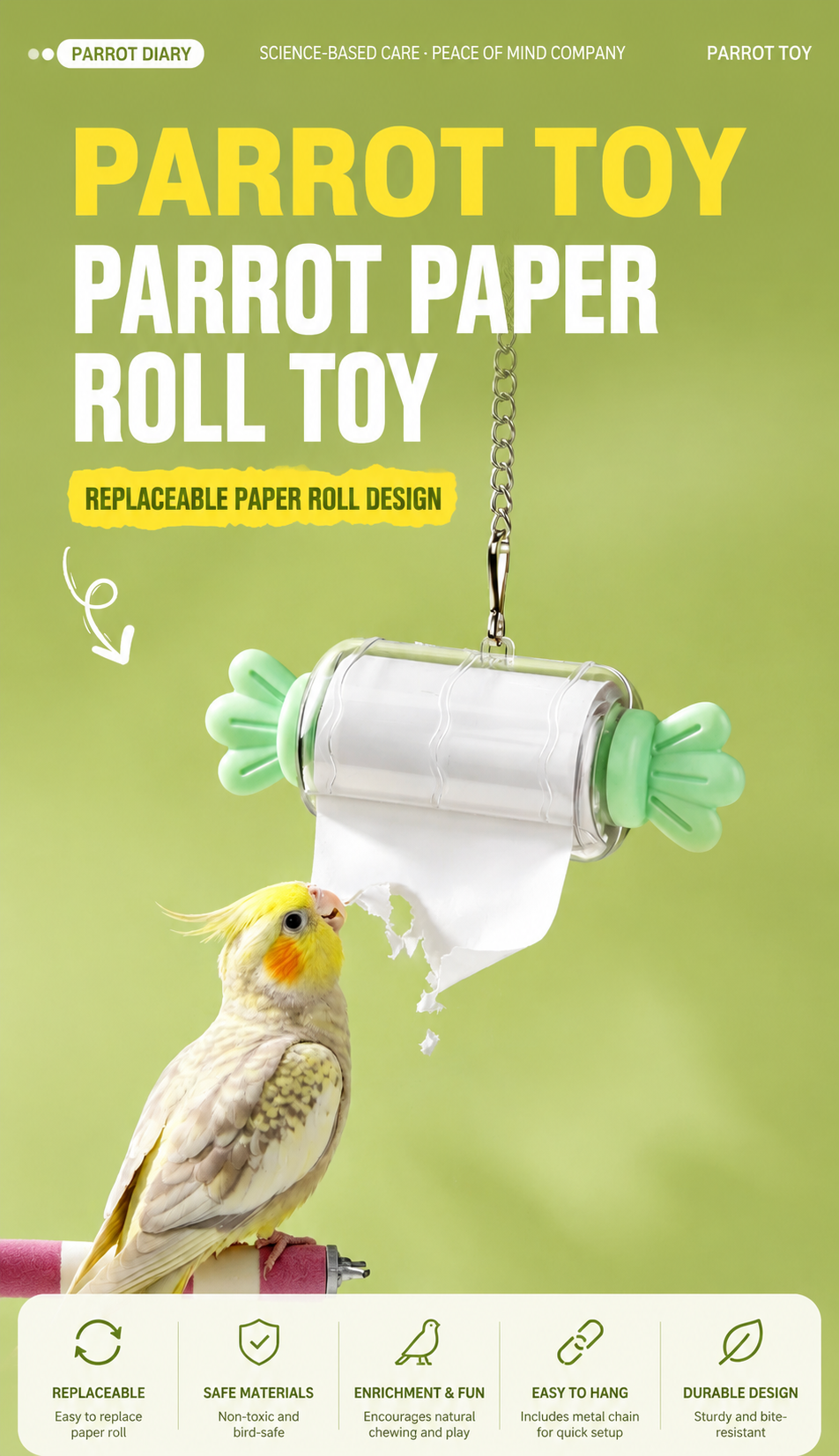 Parrot Candy Paper Roll Chew Toy
