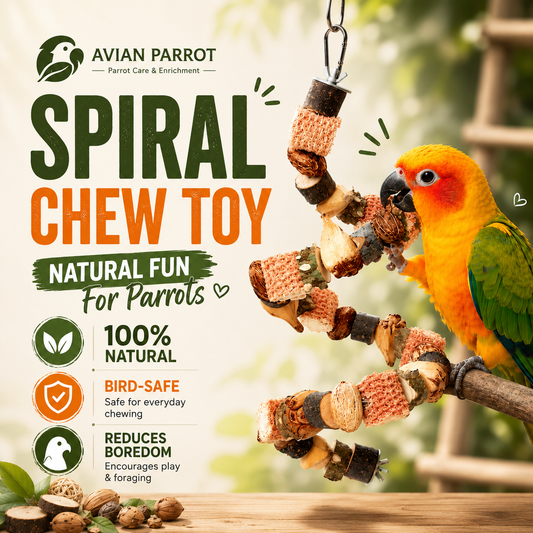 Wooden Parrot Chew & Foraging Toy for Beak Grinding