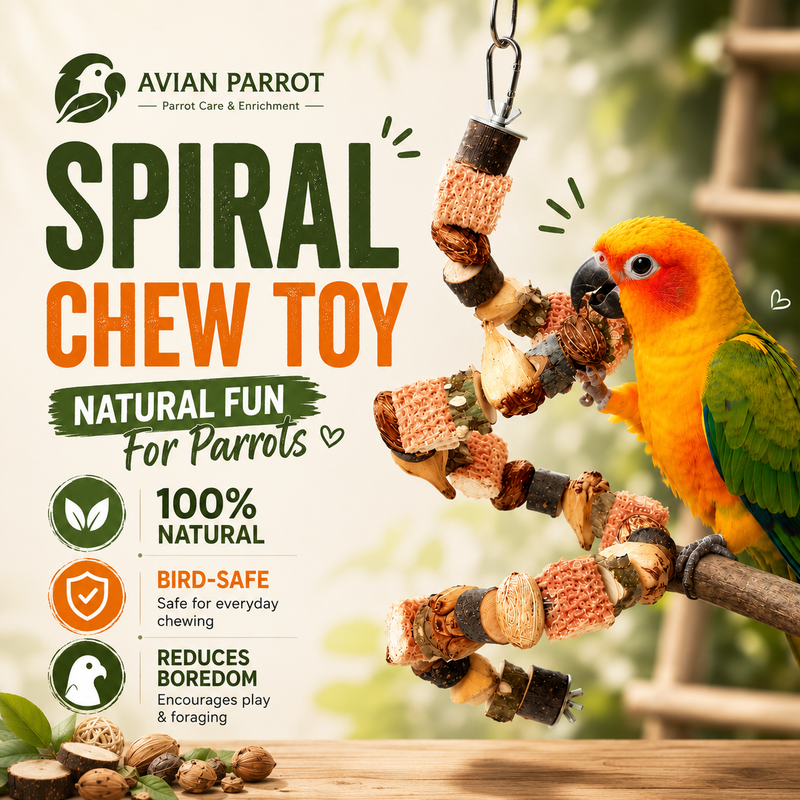 Wooden Parrot Chew & Foraging Toy for Beak Grinding