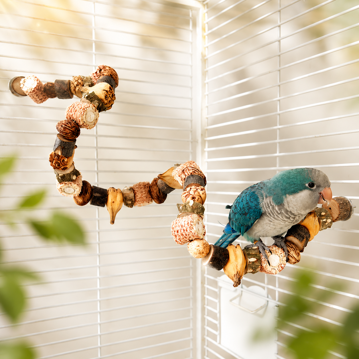 Wooden Parrot Chew & Foraging Toy for Beak Grinding