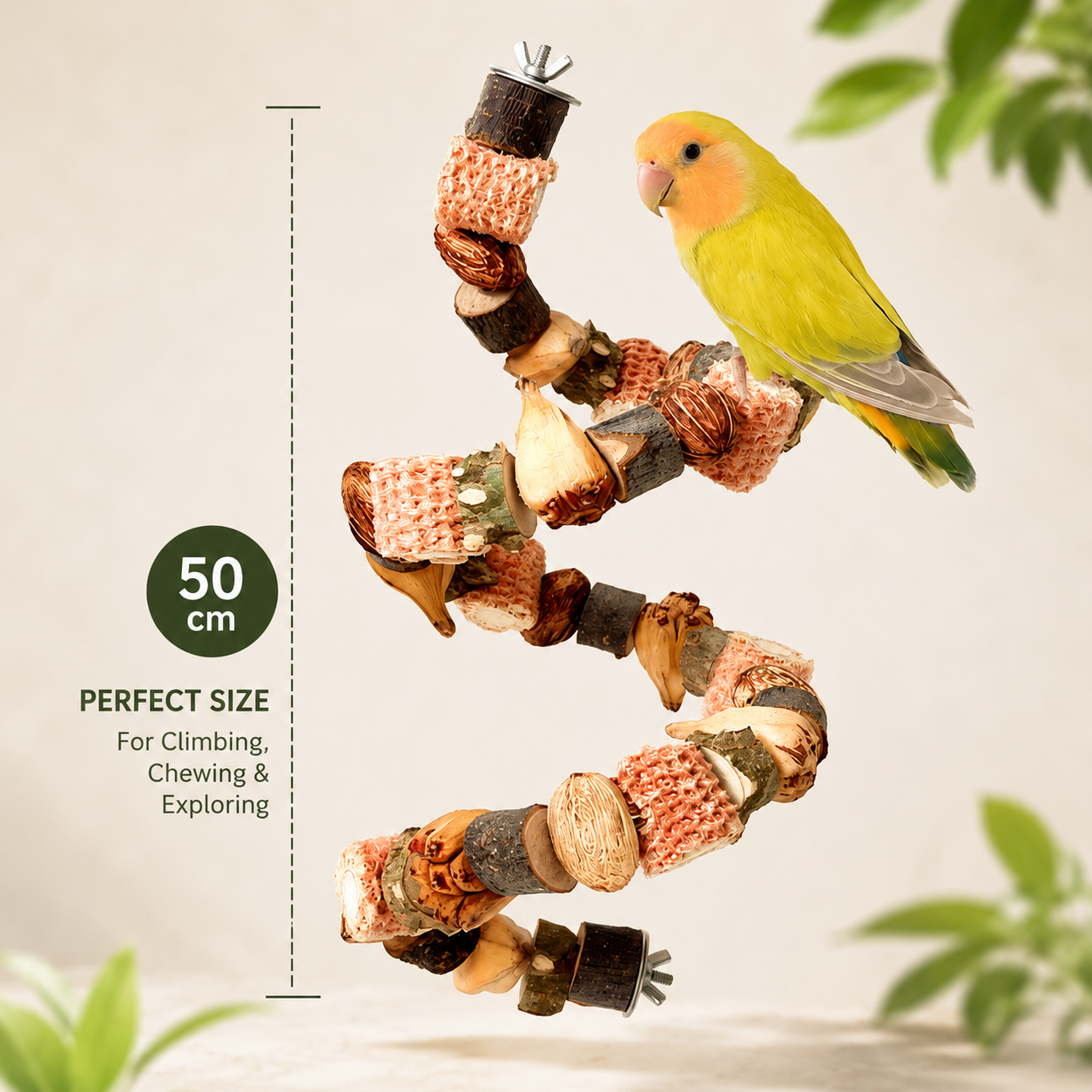 Wooden Parrot Chew & Foraging Toy for Beak Grinding