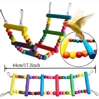 7PCS Wooden Parrot Toy Set – Bird Cage Accessories