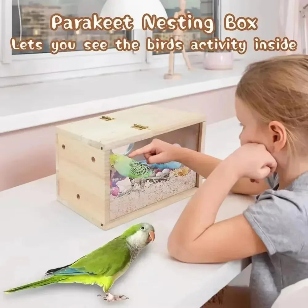 Transparent Wooden Parrot Nest Box