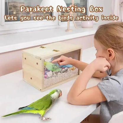 Transparent Wooden Parrot Nest Box