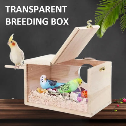 Transparent Wooden Parrot Nest Box