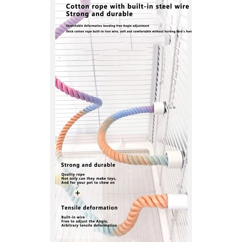 Rope Bird Perch for Cages – Flexible Swing for Parrots & Medium Birds