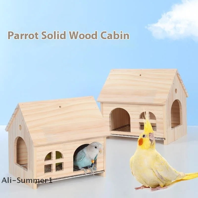Wooden Parrot Nest Box – Drawer Bird House for Cage