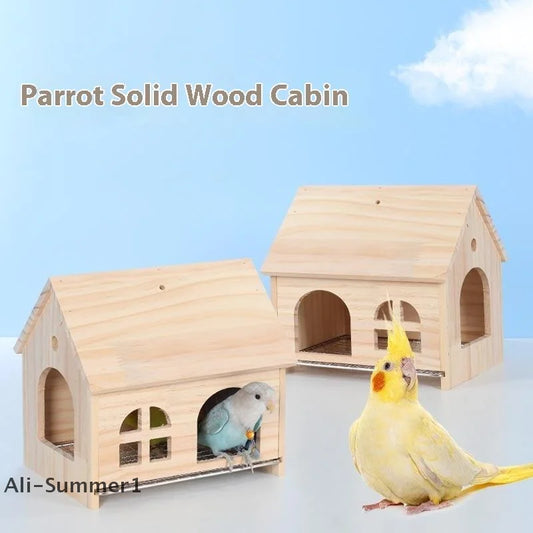 Wooden Parrot Nest Box – Drawer Bird House for Cage
