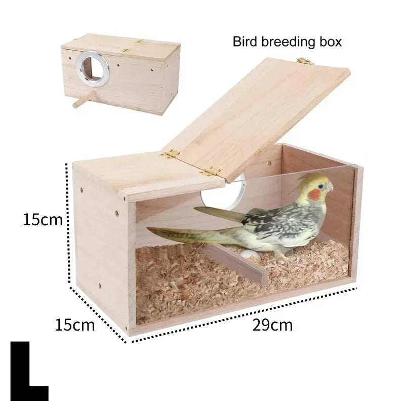 Transparent Wooden Parrot Nest Box