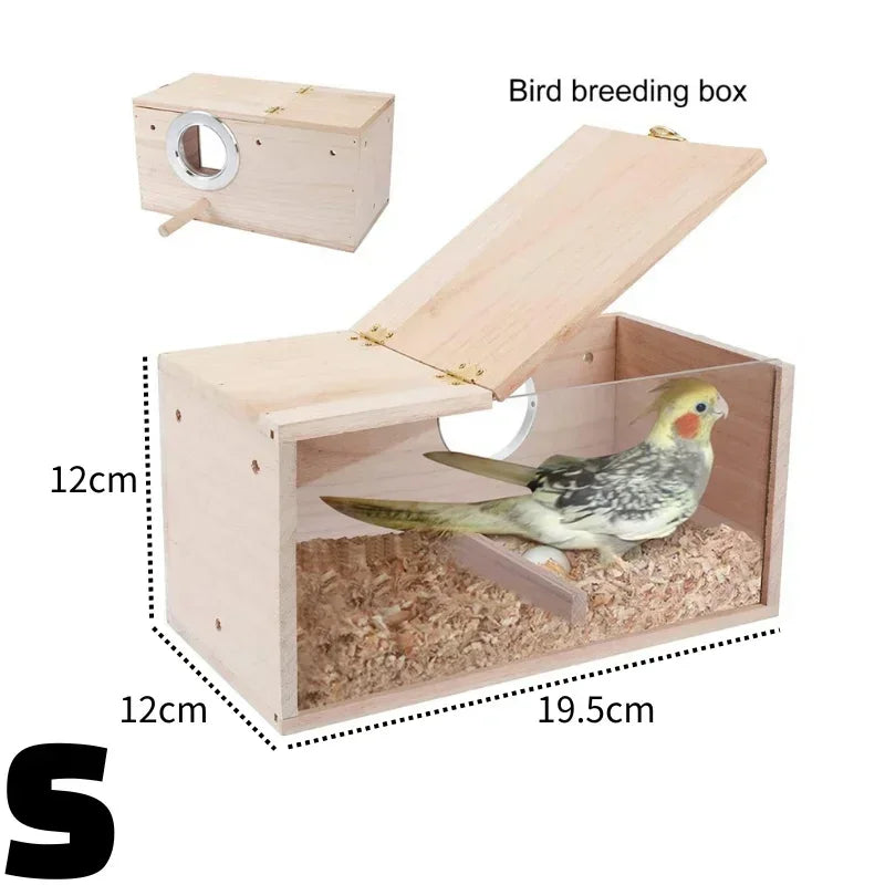 Transparent Wooden Parrot Nest Box