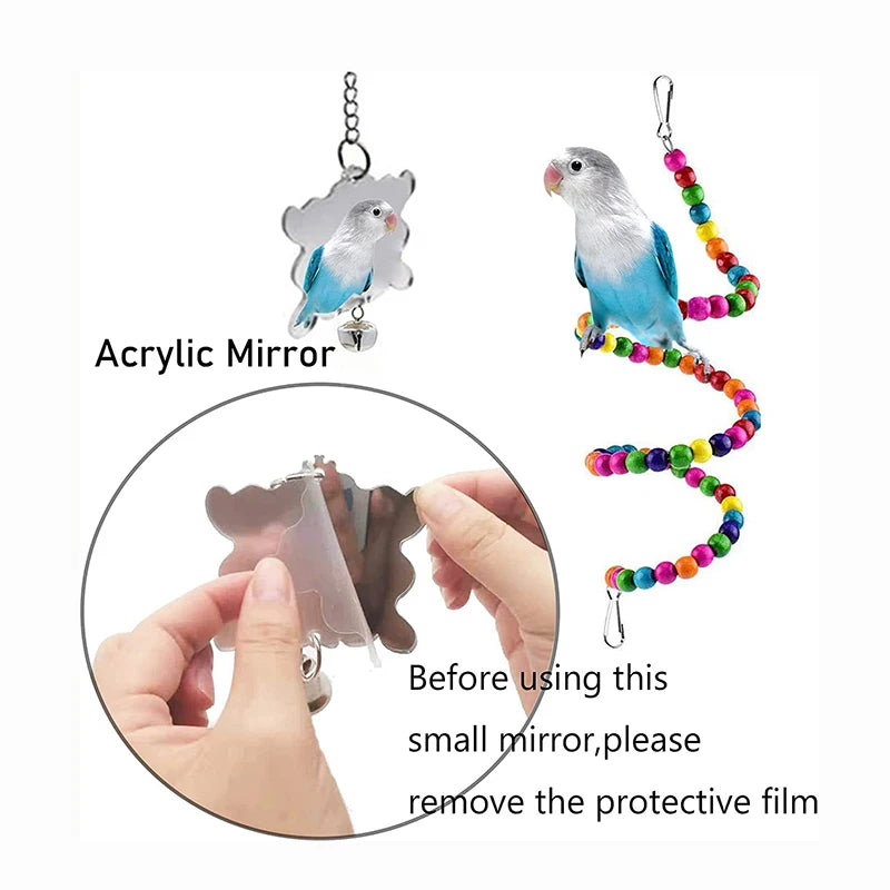 7PCS Wooden Parrot Toy Set – Bird Cage Accessories