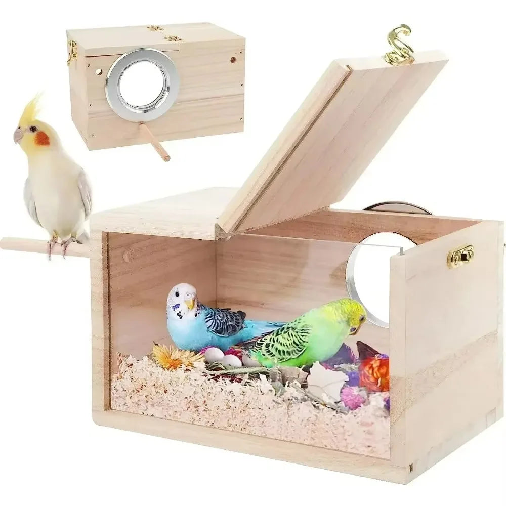 Transparent Wooden Parrot Nest Box