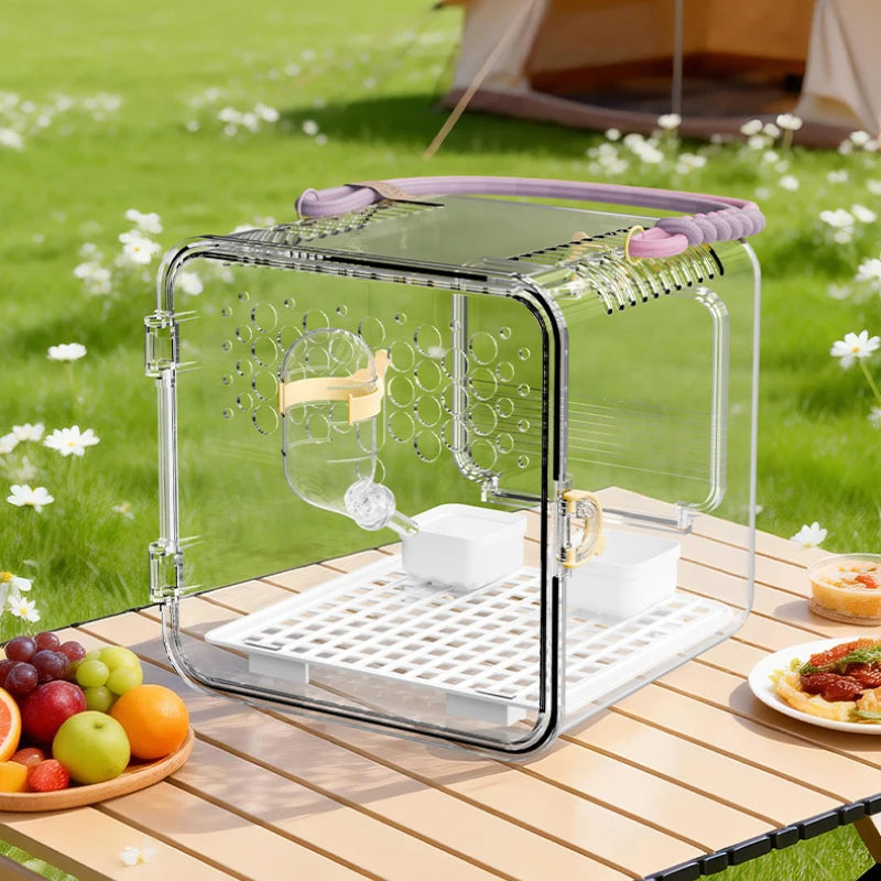 Portable Clear Bird Carrier – Lightweight Travel Cage