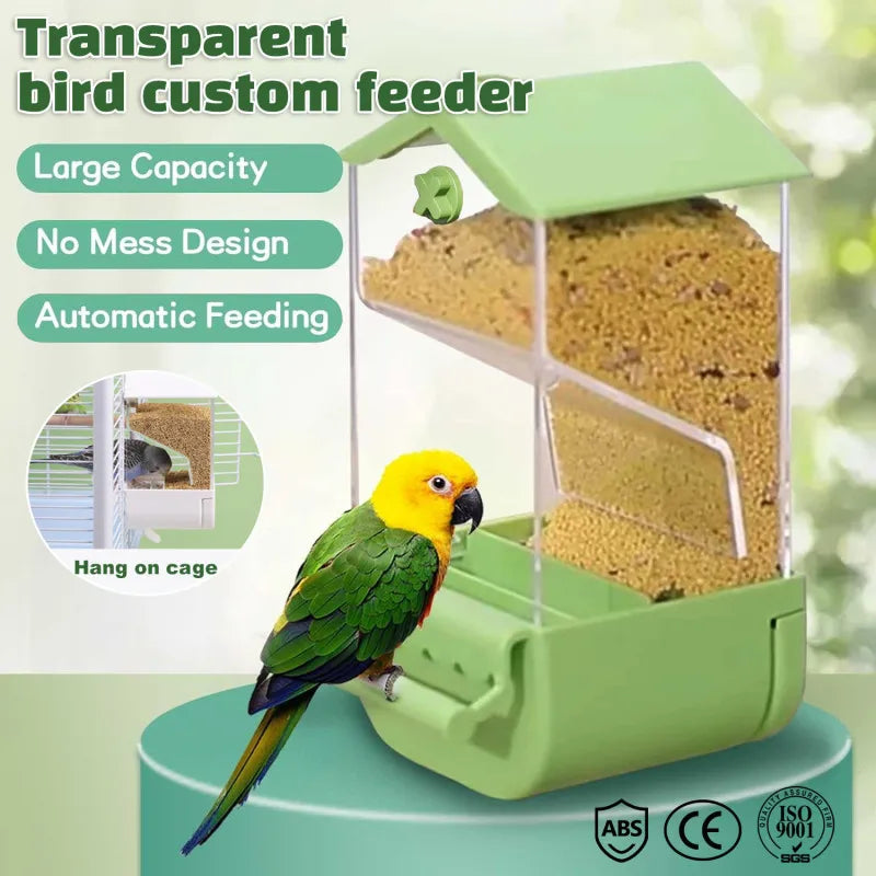 Automatic Parrot Feeder – No Mess Bird Cage Food Box