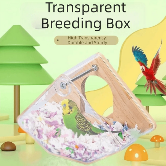 Transparent Parakeet Nesting Box with Perch