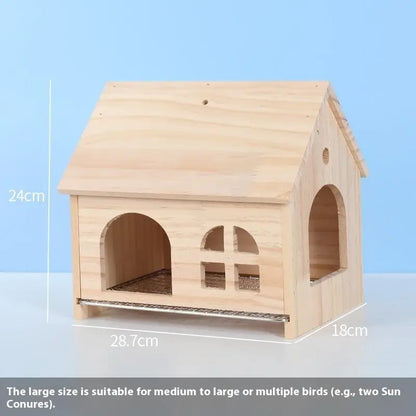 Wooden Parrot Nest Box – Drawer Bird House for Cage