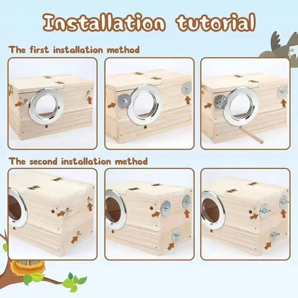 Transparent Wooden Parrot Nest Box