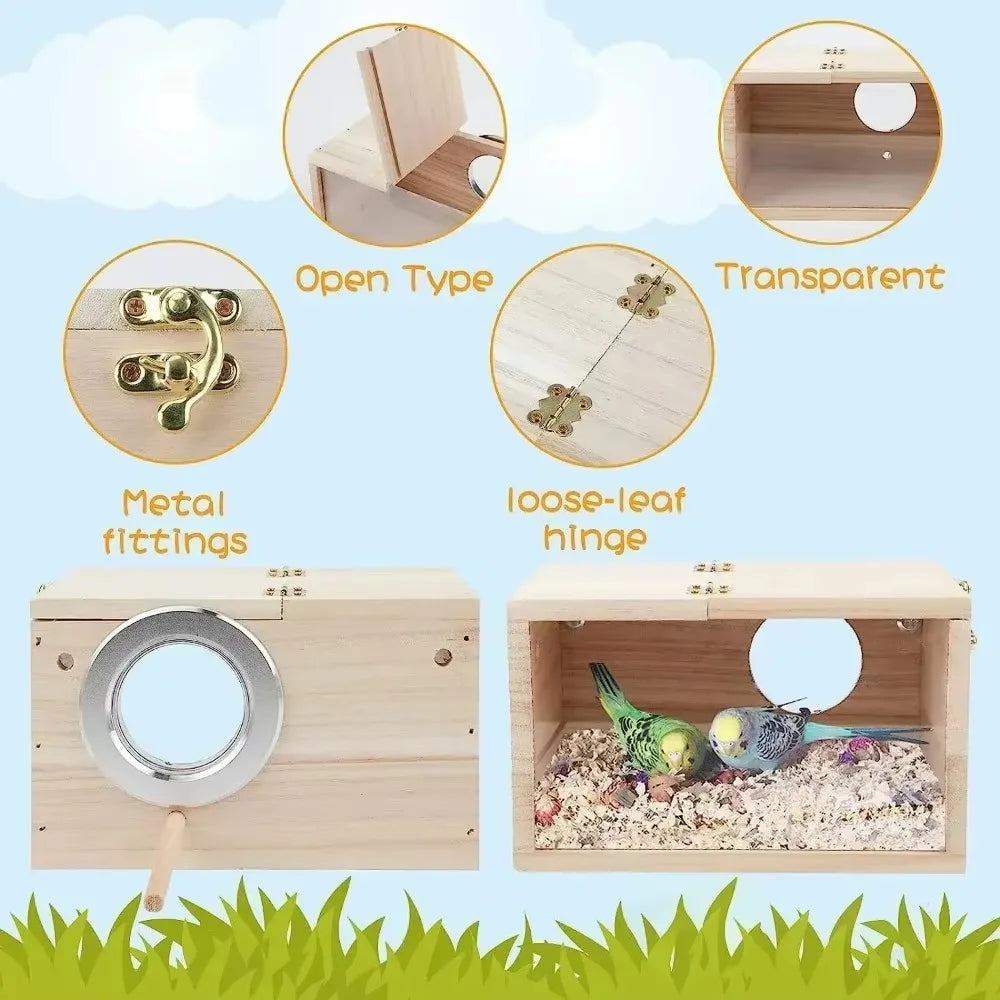 Transparent Wooden Parrot Nest Box