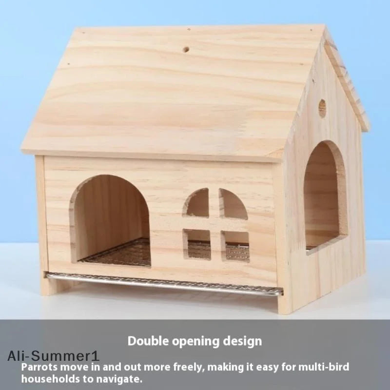 Wooden Parrot Nest Box – Drawer Bird House for Cage