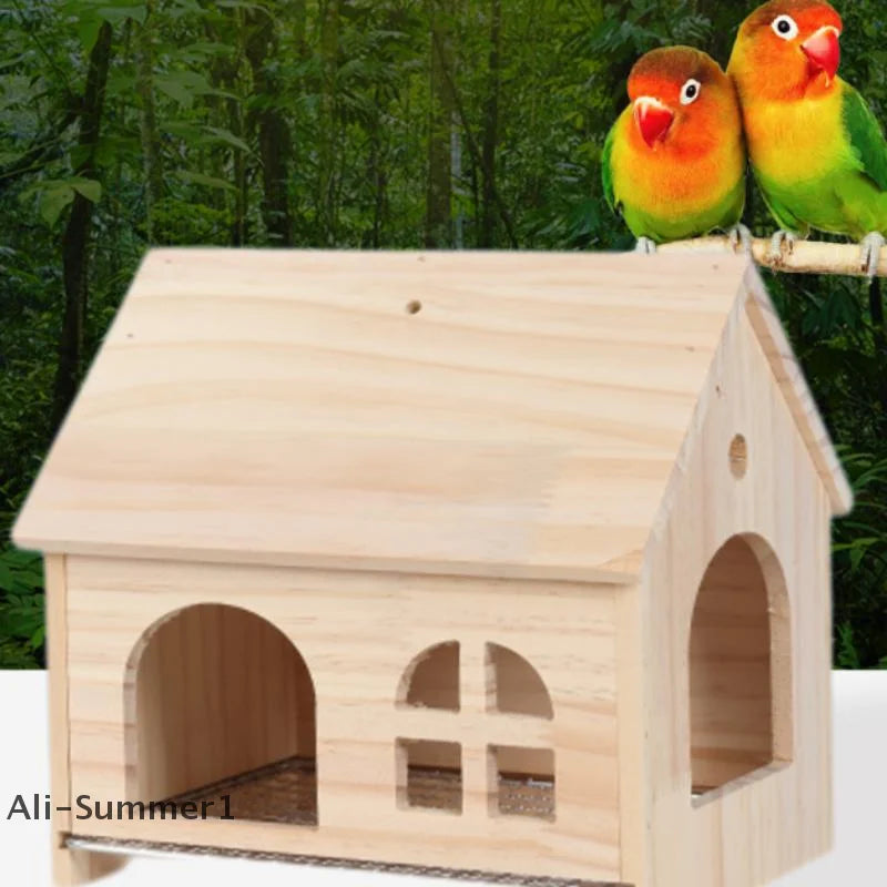 Wooden Parrot Nest Box – Drawer Bird House for Cage