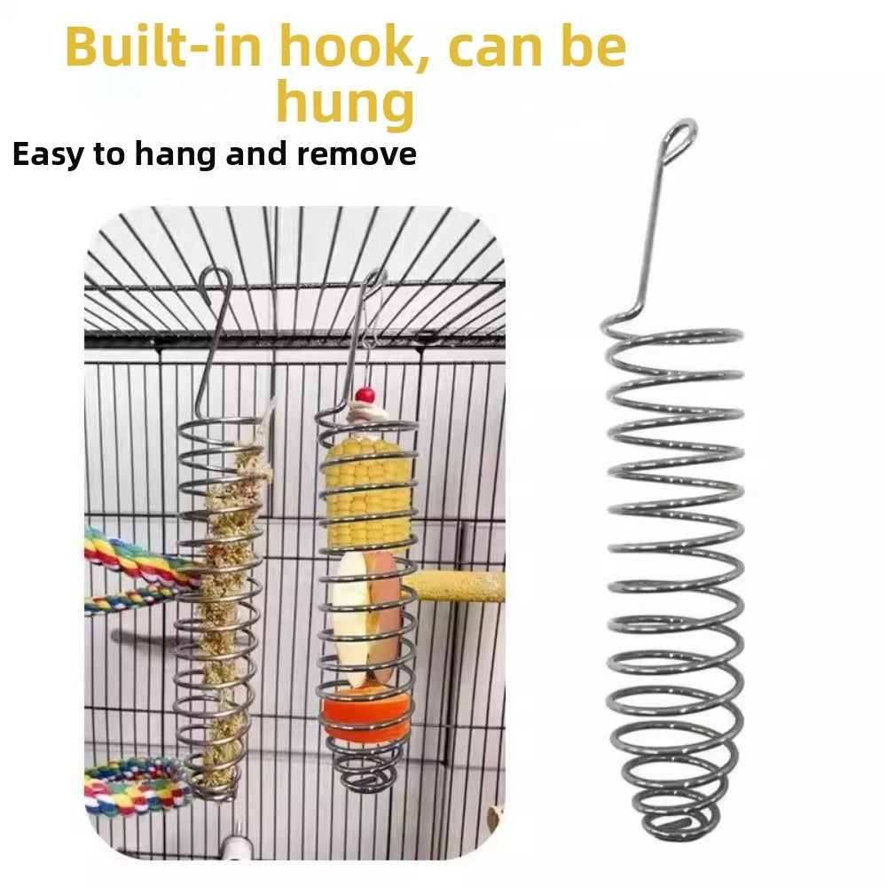 Stainless Steel Spiral Bird Feeder - Hanging Forage Basket