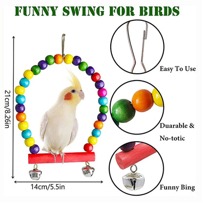 7PCS Wooden Parrot Toy Set – Bird Cage Accessories