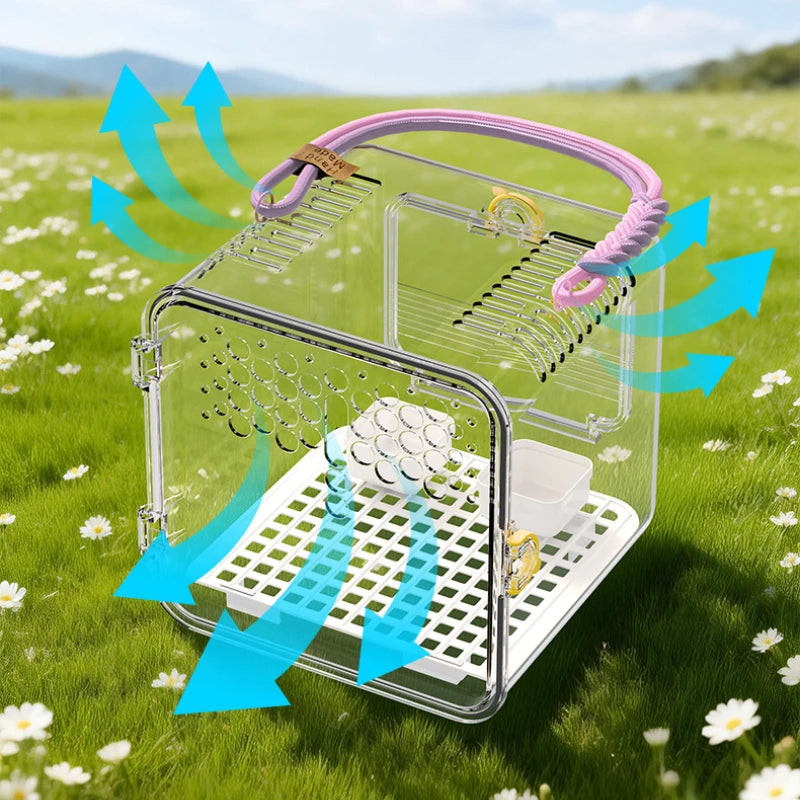 Portable Clear Bird Carrier – Lightweight Travel Cage