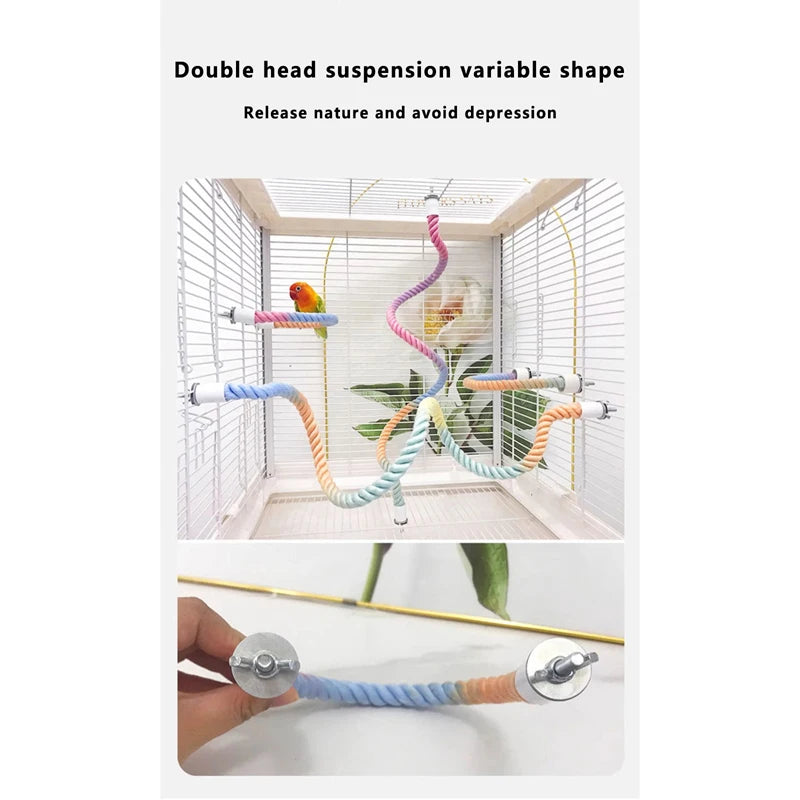 Rope Bird Perch for Cages – Flexible Swing for Parrots & Medium Birds