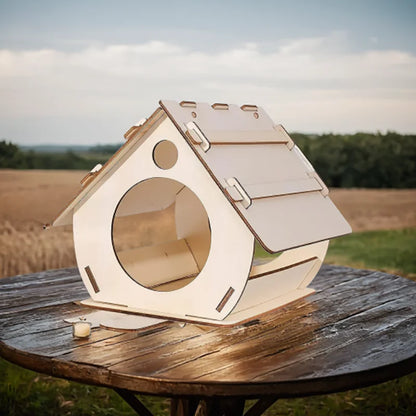 Hanging Wooden Bird Feeder – DIY Outdoor Garden Birdhouse
