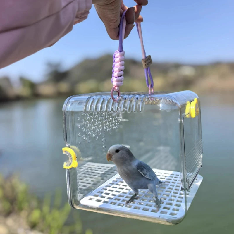 Portable Clear Bird Carrier – Lightweight Travel Cage