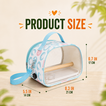 Breathable Bird Carrier with Wooden Perch & Removable Cleaning Tray