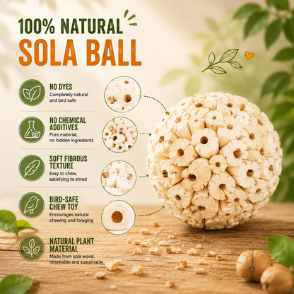 Natural Sola Wood Bird Chew Balls – Soft Shredding & Foraging Foot Toys for Parrots