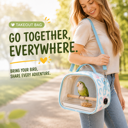 Breathable Bird Carrier with Wooden Perch & Removable Cleaning Tray